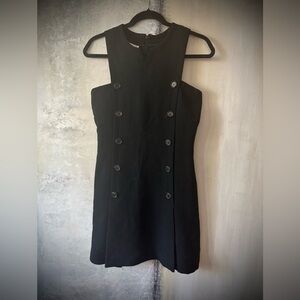 Vintage Anne Klein Black Classic Wool Midi Dress S